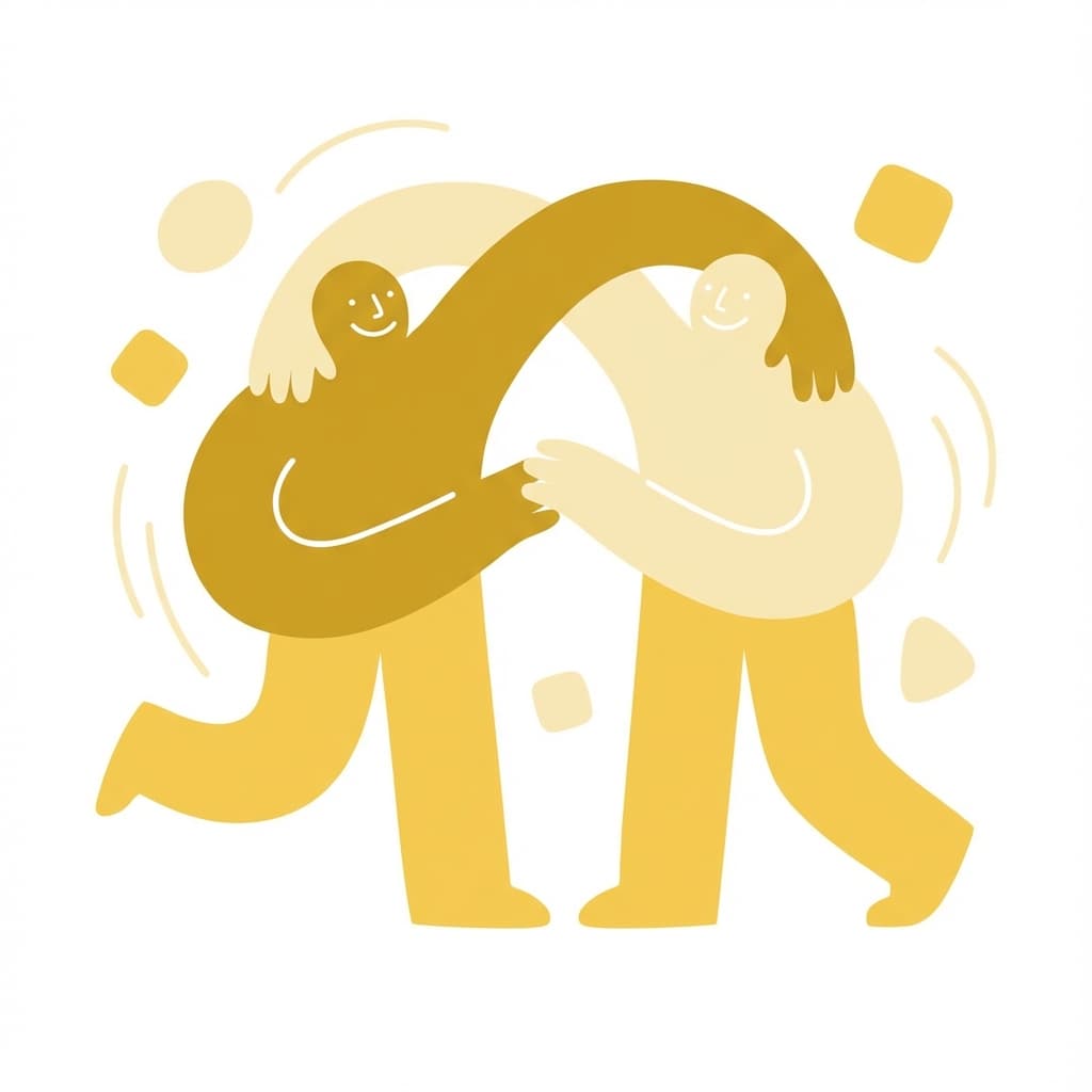 Two people connecting